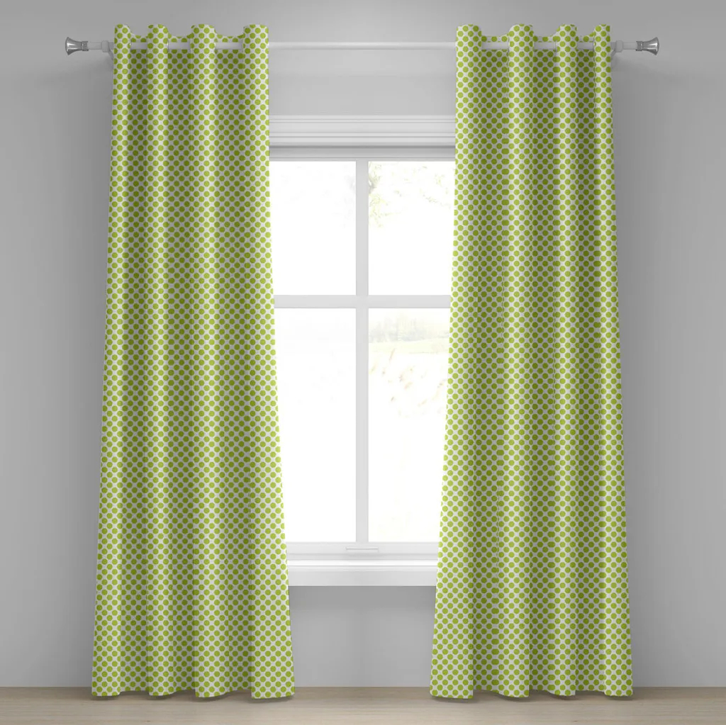 Rideau géométrique vert pomme en tissu robuste avec œillets 280x245cm