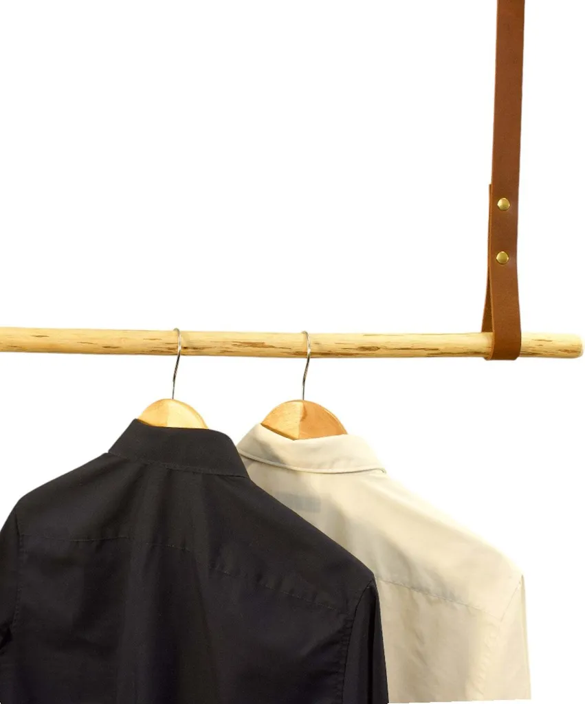 Appendiabiti Sospeso Naturbursche 70cm: Legno, Pelle e Argento