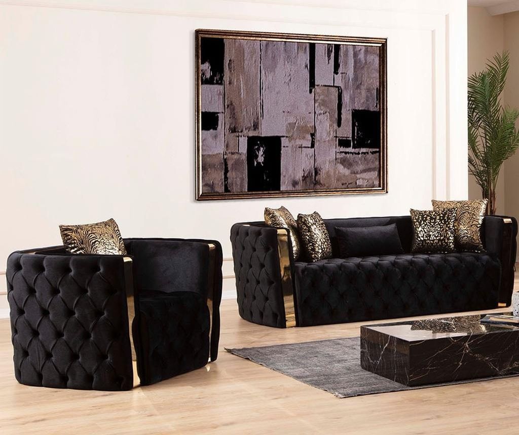 Sessel Stil modern Farbe schwarz beige weich Velours bequem Sessel