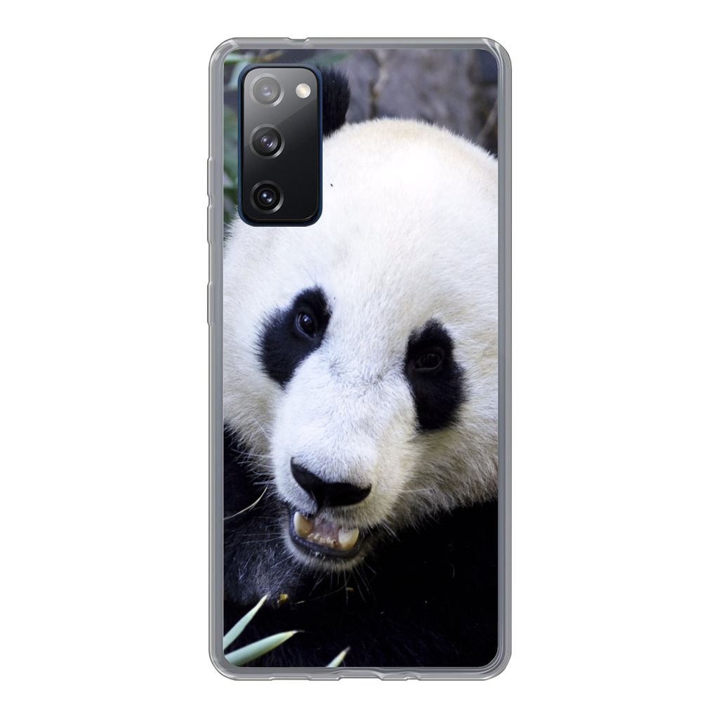 MuchoWow Handyhülle Schutzhülle Hülle für Samsung Galaxy S20 FE Panda - Tier - Blätter Silikon Softcase Handy Hülle - Abdeckung