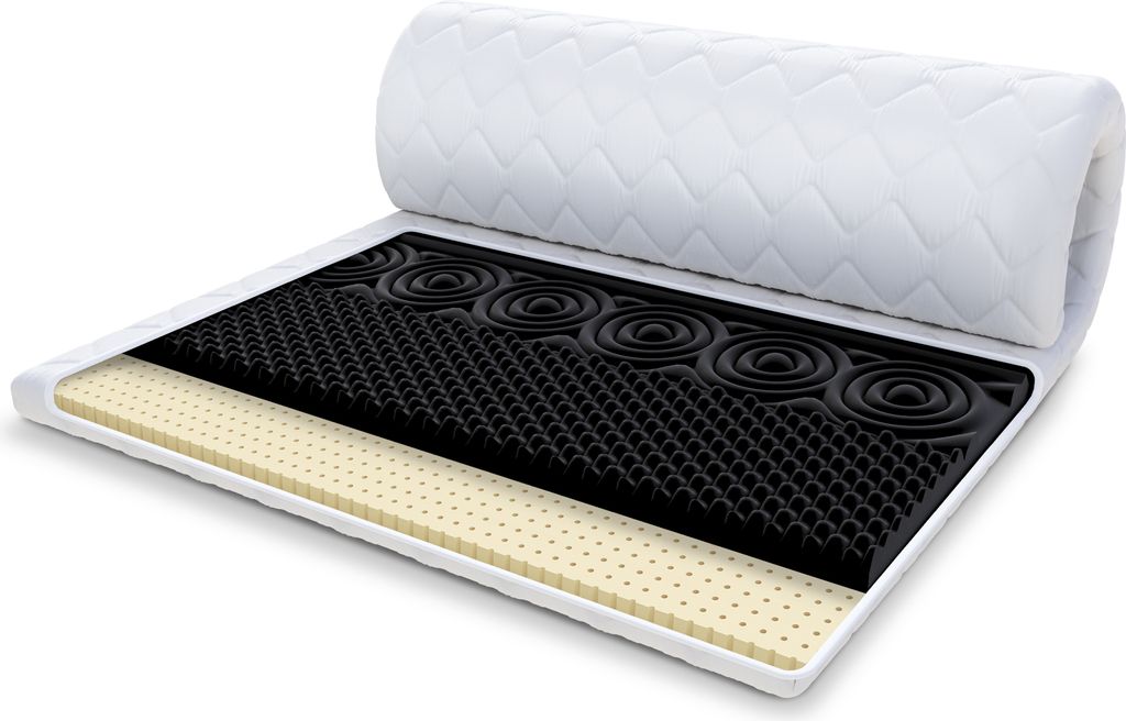 Topper 180x200 cm Matratzenauflage NERO mit Latex Matratzenschoner H3 mit waschbarem Premium Bezug