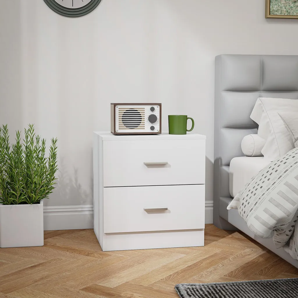 Table de Chevet 45cm Blanche : Solution de Rangement Compacte et Chic - 2