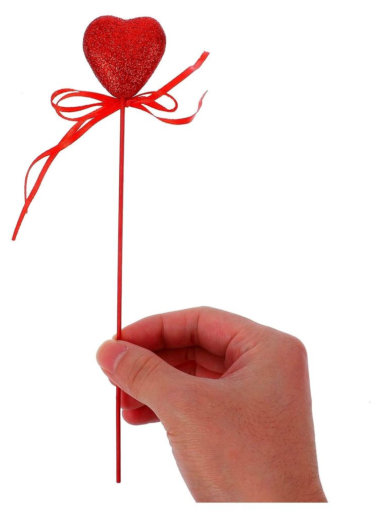 Rote Glitzer Herzstecker 10 Stück mit Schmetterlingsknoten für Hochzeitsdekoration, Valentinstag und Blumenarrangements