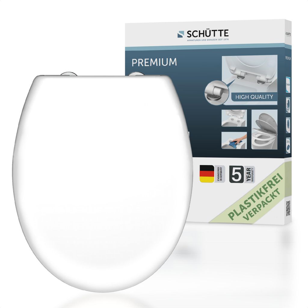 SCHÜTTE Duroplast WC-Sitz WHITE, mit Absenkautomatik und Produktbild 