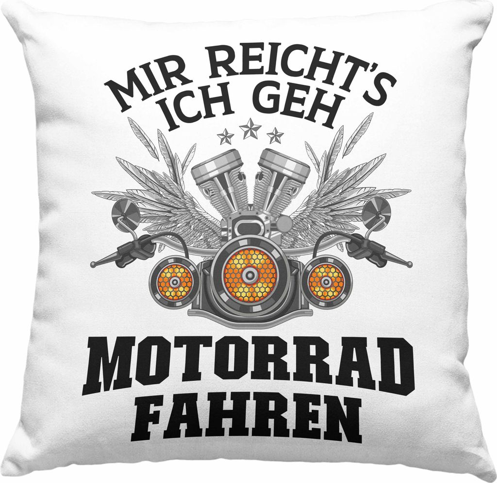 Trendation - Motorradfahrer Geschenk für Männer Motorrad Deko-Kissen mit Füllung 40x40 mit Spruch Deko-Kissen mit Füllung 40x40 für Biker Herr...