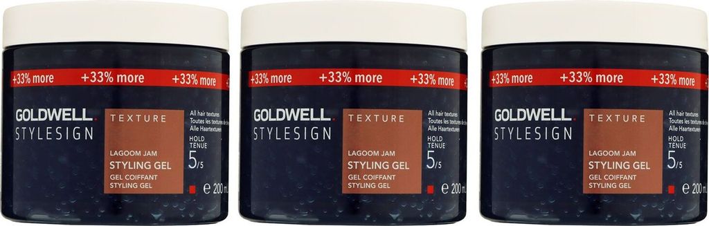 Goldwell Lagoom Jam XXL 3 x 200 ml Sondergröße Haargel Volumen Styling Set