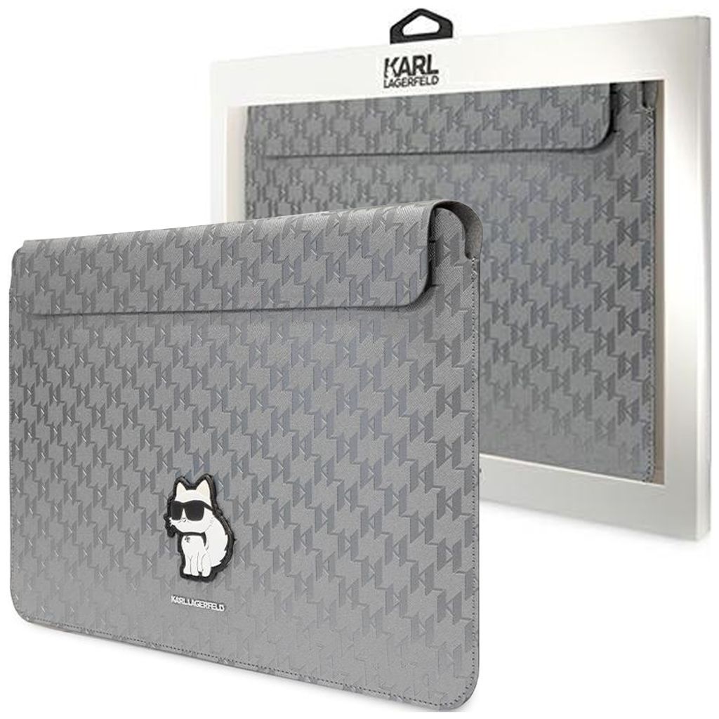 Karl Lagerfeld 14" Saffiano Monogram Notebook Hülle Silber Produktbild 