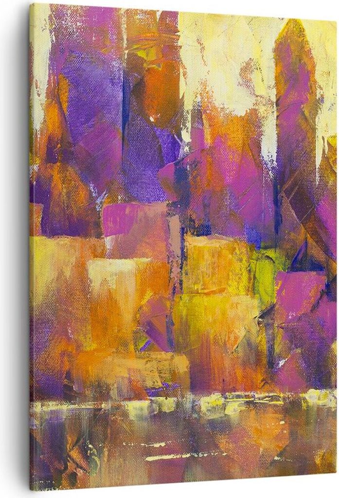 Bild auf Leinwand - Leinwandbild - Einteilig - Abstraktion Stadt Wolkenkratzer - 50x70cm - Wand Bild - Wandbilder - Leinwanddruck - Wanddekoration ...