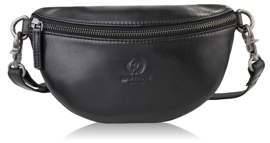 Damen Leder Niere Crossbody Handtasche schwarz Paolo Peruzzi SL-05-BL