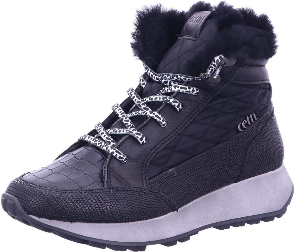 Cetti Cetti Damen C1229SRA Porto Sweet schwarzer Leder und Textil Winterboot schwarz 251-00-01865