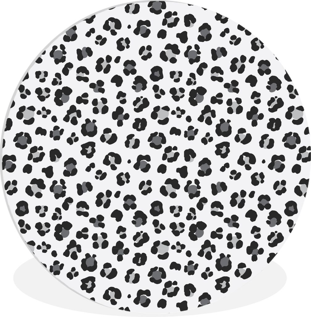 MuchoWow Rundes Wandbild - Runde Bilder Panther Druck - Grau - Flecken Ø 60 cm Kreis Wanddekoration Kunststoff - Wandkreis - Wandschmuck - Wand ...