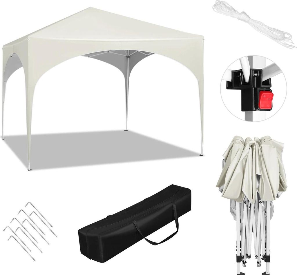 Gartenpavillon - Pop-up Faltpavillon 3x3 m - Wasserdicht - Klappbar - Oxford-Gewebe - Halbrundes Dach - Gelb
