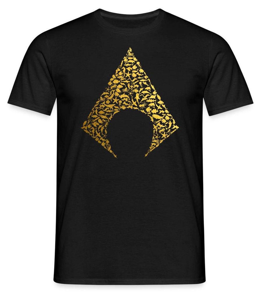 Spreadshirt DC Comics Justice League Aquaman Logo Fische Männer T-Shirt, 4XL, Schwarz