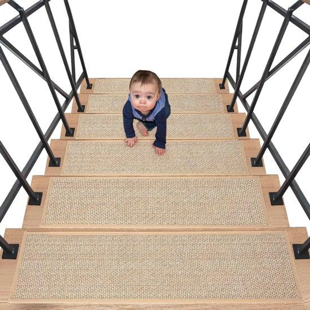 Tapis de toilette antidérapant en lin beige 20x76 cm haute adhérence