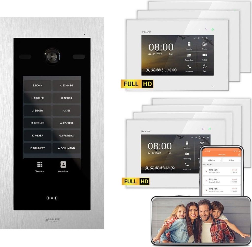 BALTER EVO HD Touch 7 Silber/Weiß 3x7" +4x7" WiFi Video Produktbild 