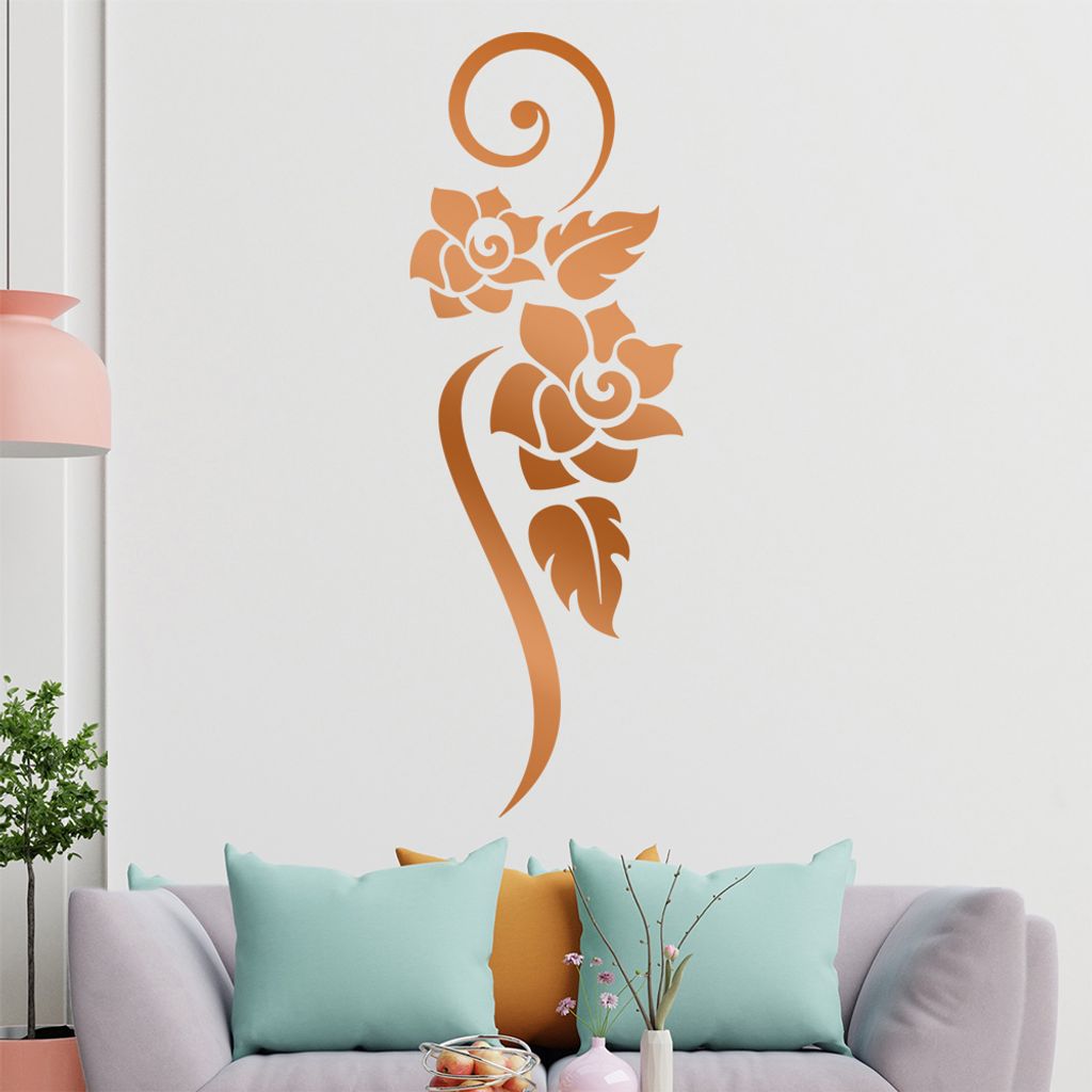 Blume - Linien Wandtattoo in 6 Größen - Wandaufkleber Wall Sticker - Dekoration, Küche, Wohnzimmer, Schlafzimmer, Badezimmer