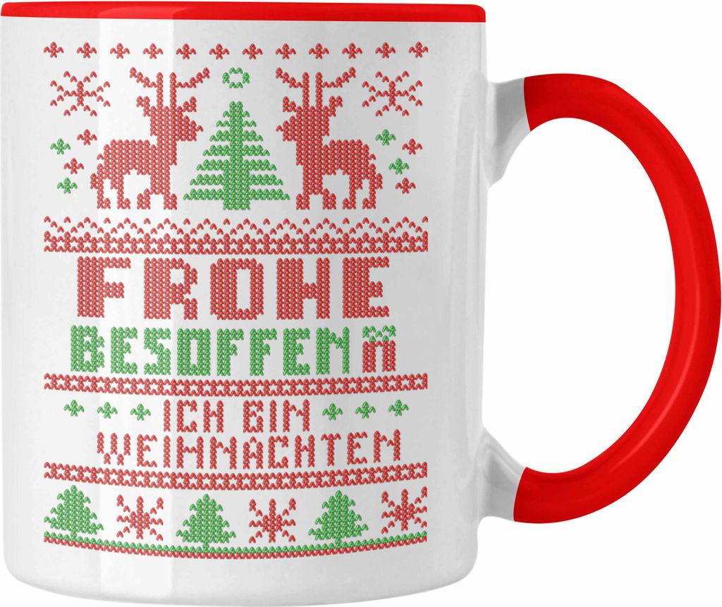 Trendation - Weihnachten Tasse Ich Bin Weihnachtstasse Weihnachtstassen Lustig Glühwein Becher Geschenk Tassen Weihnachtsmarkt Frauen Männer (Rot)