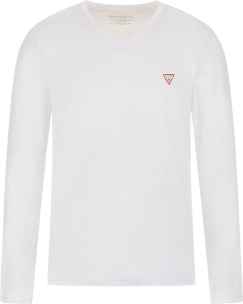 Weißes Super Slim Fit Langarmshirt aus Baumwolle für Herren