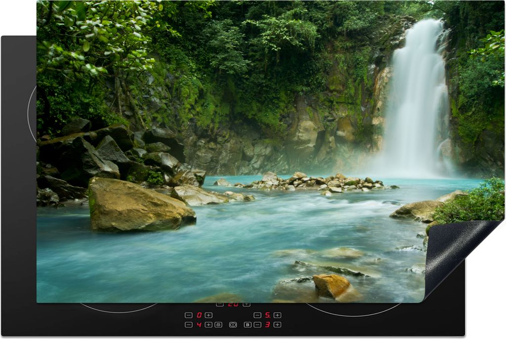 KitchenYeah Herdabdeckplatte Dschungel - Natur - Wasserfall , 80x52cm, Küche Deko, Glaskeramikkochfeld Herdabdeckung, Abdeckplatte fùr Kochfeld