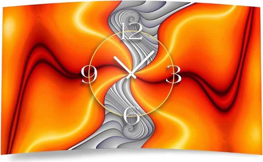 Horloge murale design silencieuse sans tic-tac gris orange dixtime 3D