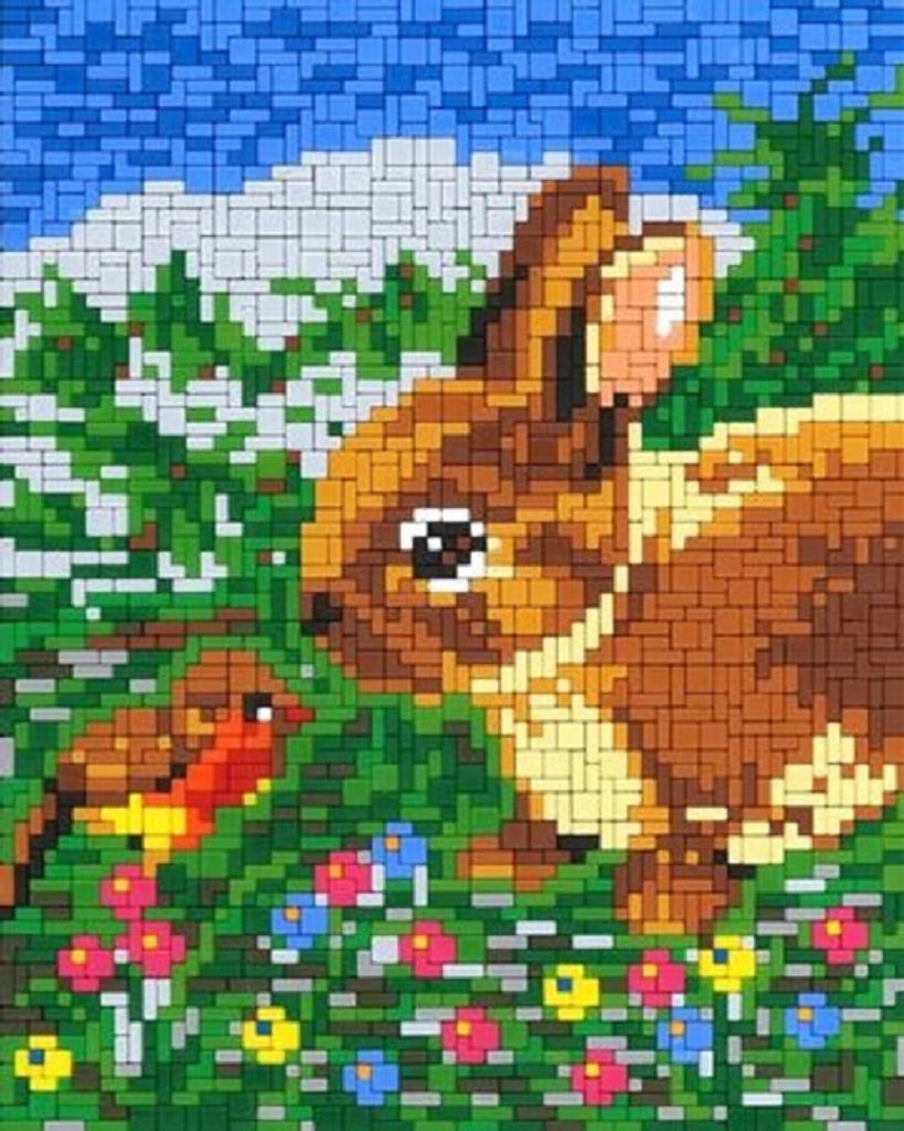 Stick it Vogel mit Häschen ca. 3.200 Teile mit XXL-Steckvorlage Nr. 42256