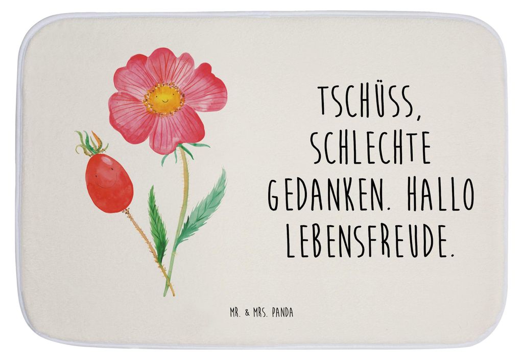 Mr. & Mrs. Panda Badezimmer Matte Blume Hagebutte - Weiß - Geschenk, Badezimmerteppich, Badematte, Badvorleger, Bad Fußmatte, Duschvorleger, Lebe...