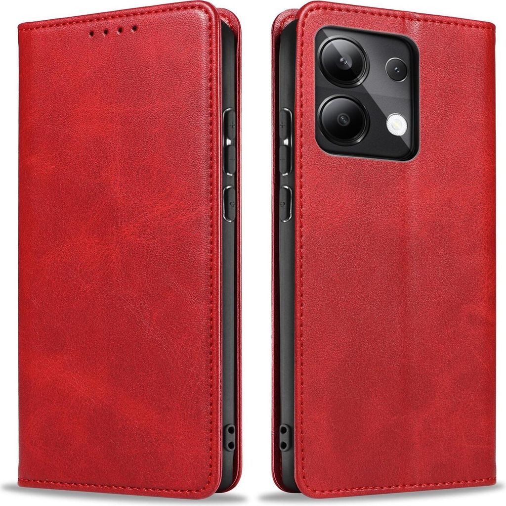 Handyhülle für Xiaomi Redmi Note 13 Pro Kunstleder Flip Cover Hülle Handytasche Case Kartenfach Farbe: Rot