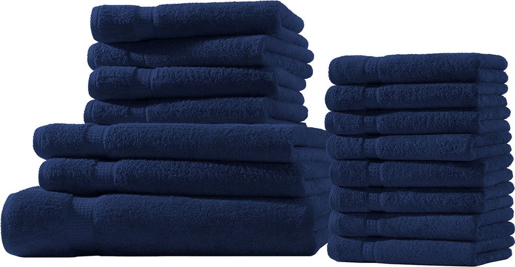 XXL-Set 15tlg Frotteetücher Elegance 100% Baumwolle 500 gsm Gästetücher Handtücher Duschtücher Badetücher navyblau
