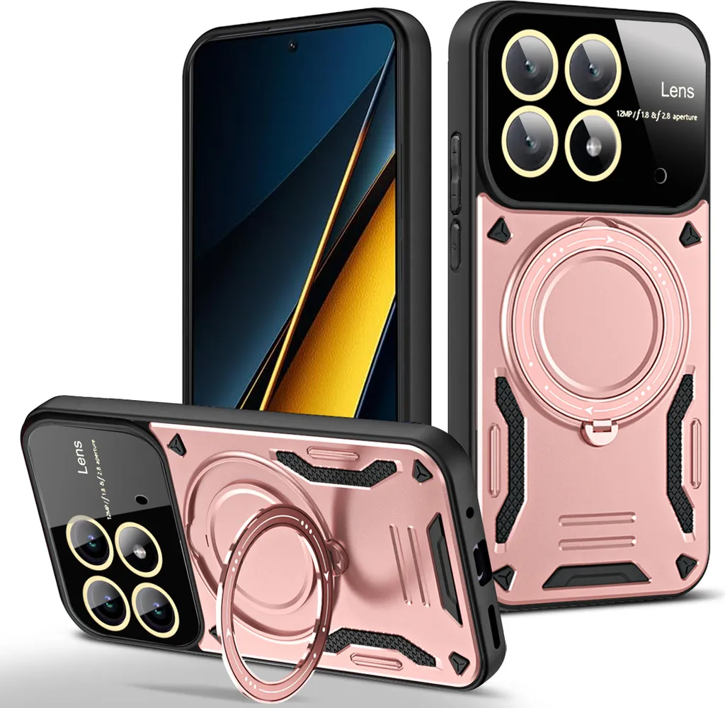Custodia Blindata per Poco X6 Pro / K70E con Ring Holder Oro Rosa