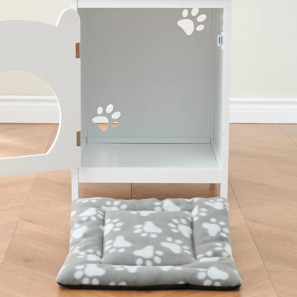 Table de chevet litière chat bois gris : la solution gain de place chic
