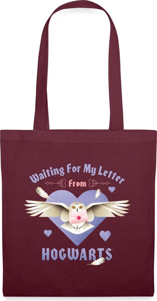 Spreadshirt Harry Potter Hedwig Spruch Brief Aus Hogwarts Stoffbeutel, One size, Burgunderrot