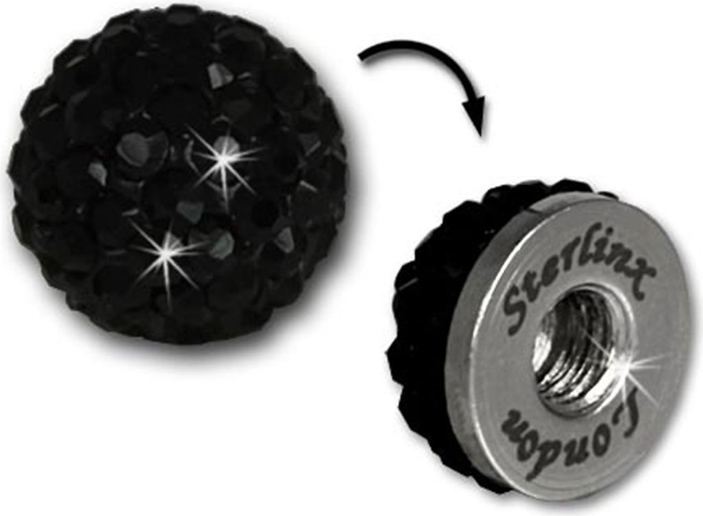 Glitzerkugel schwarz für Sterlinx London Shamballa Armband SHB00S