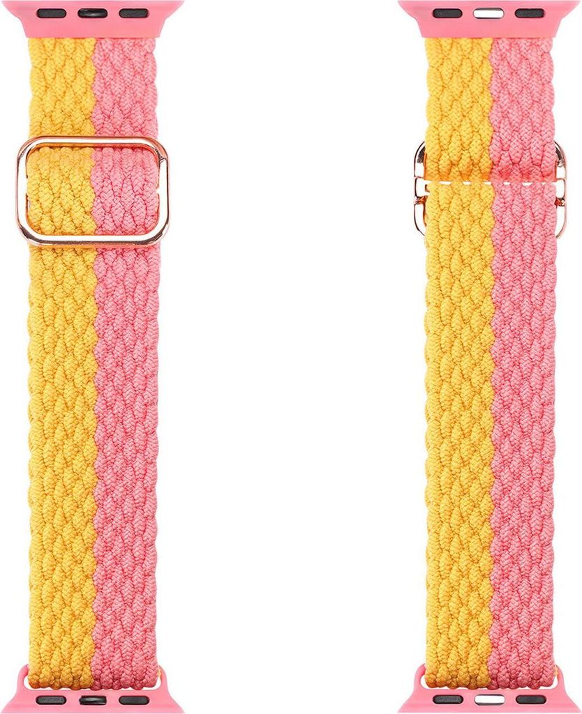Dux Ducis Stoffband Uhrenarmband kompatibel mit Watch 7 / SE 45/44 / 42mm Stoff Gehäuse Rosa-Gelb