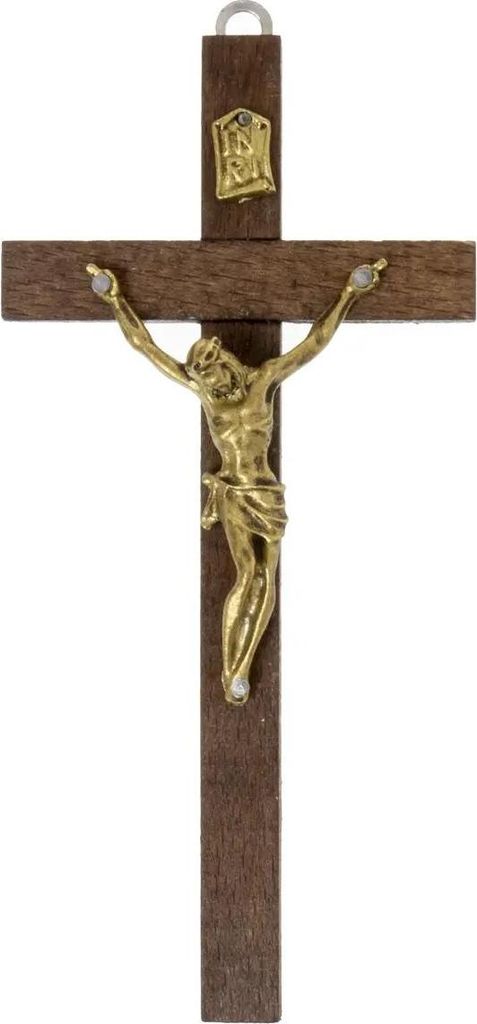 Holzkreuz zum Aufhängen, braun, 13,5 x 6,5 cm