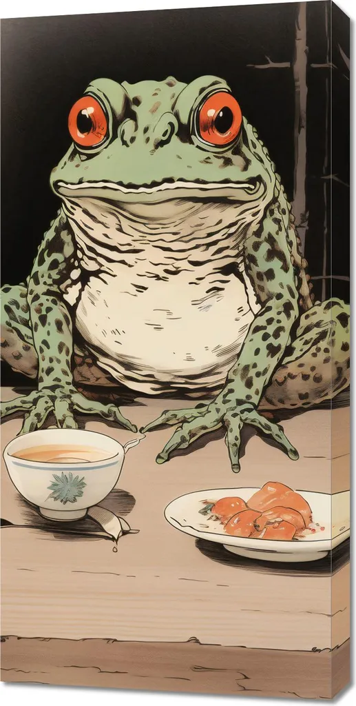 Image 50 x 100 cm Dîner dans la forêt de bambous - Tableau Zen Nature