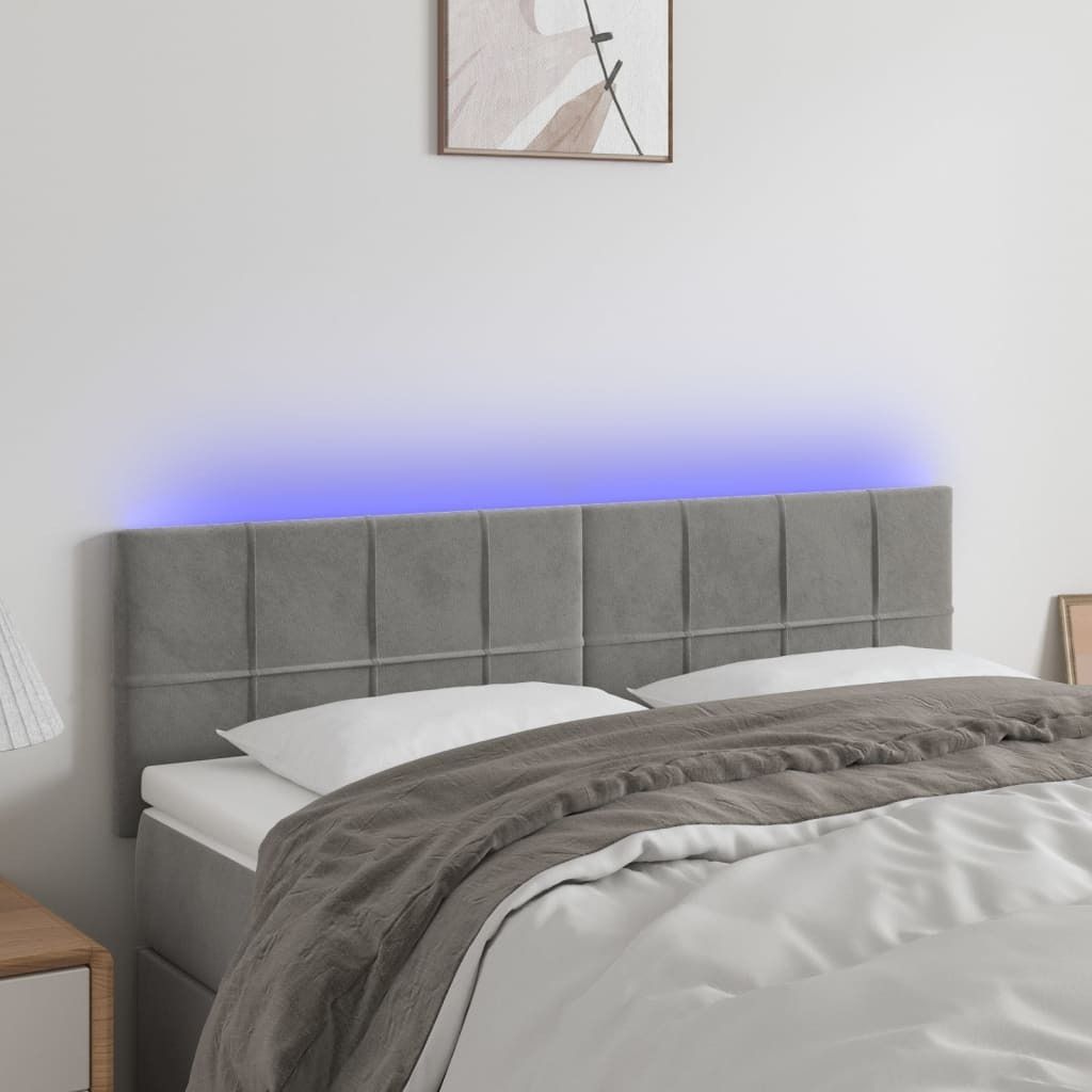 Maison Exclusive - LED Kopfteil Hellgrau 144x5x78/88 cm Samt