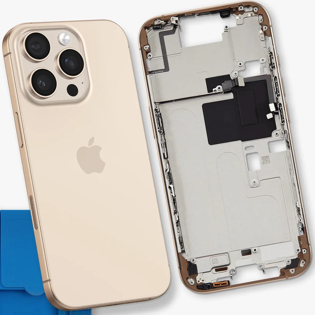 Avizar Coque Centrale de Remplacement iPhone 16 Pro Max en Coloris Or