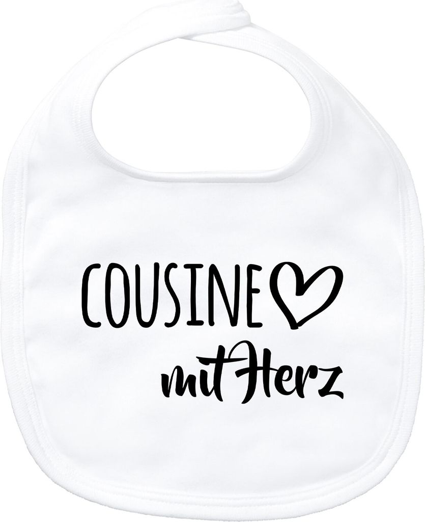 Huuraa Baby Lätzchen Cousine mit Herz White Klettverschluss Baumwolle Latz Geschenkidee