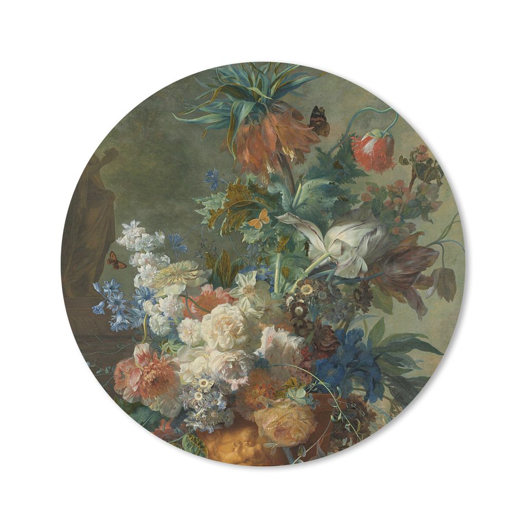 MuchoWow Mauspad Mousepad Stilleben mit Blumen - Gemälde von Jan van Huysum 30x30 cm - Mousepads - Maus Mat - Pad - Mausunterlage - Tischunterla...