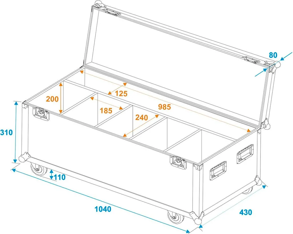Flightcase de Rangement pour 4 Projecteurs LED Umbrella avec Roulettes