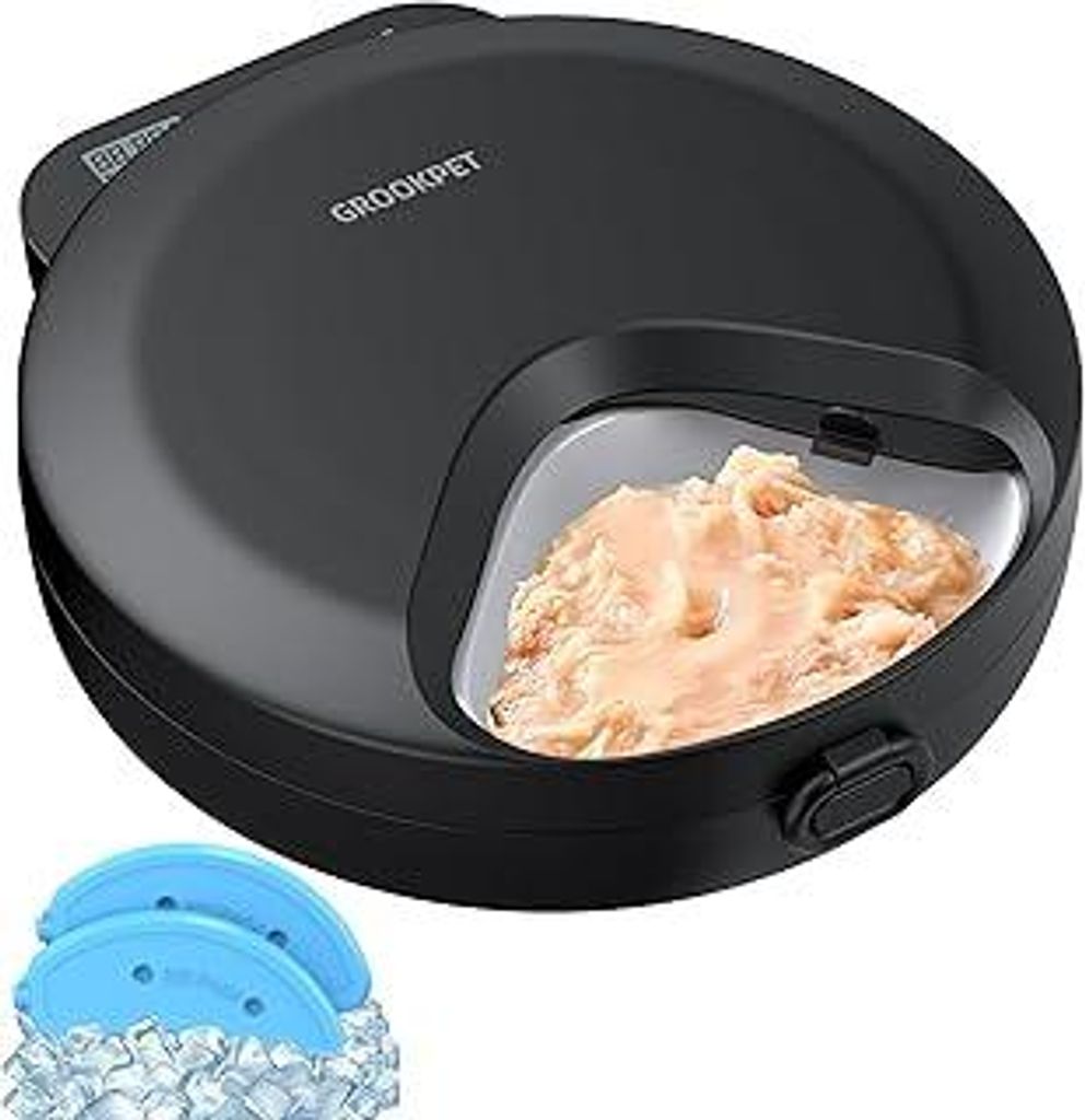 Futterautomat Katze Nassfutter Katzenfutter Automat: Futterspender Katze mit Programmierbarem Timer und Kuehlung - Trockenfutterspender für Hund K...