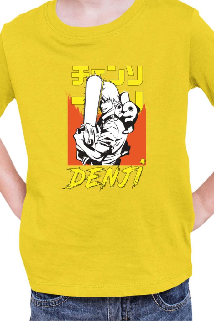 Kinder T-Shirt Manga Japan Anime Comics Animation Chainsaw Anime manga Man 05, 12-13 Jahr - 152 / Gelb