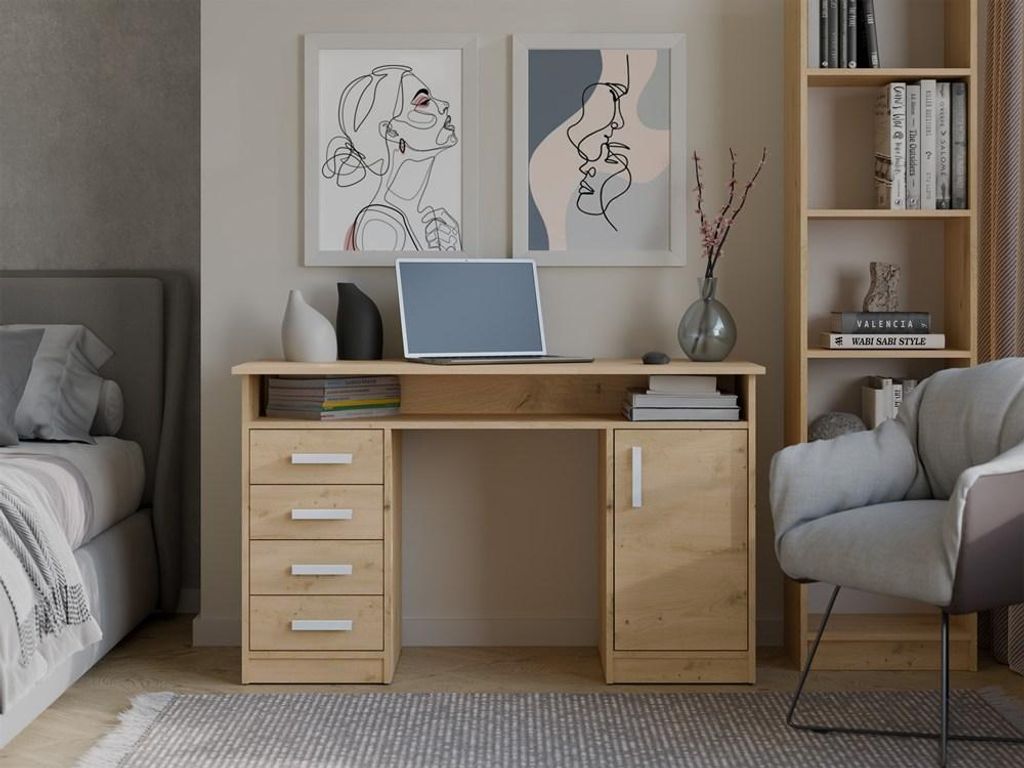 ADA Scrivania Rovere ARTISAN 125 cm 4 Cassetti Armadio Immagine del prodotto 