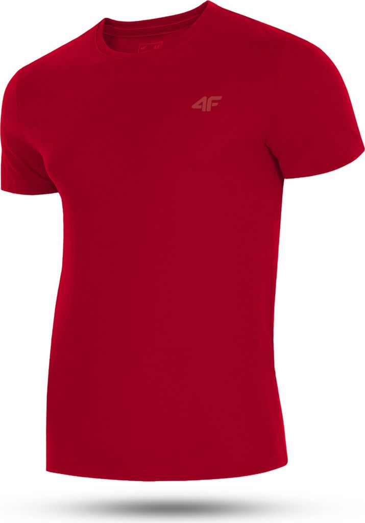 Herren T-Shirt 4F Baumwolle Shirt Kurzarm Basic Rundhals Shirt Shirts Kurzarmshirt Sportshirt Funktionsshirt Rot M