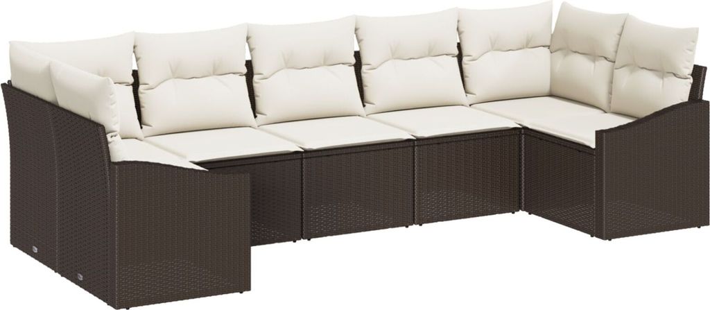 Möbel 7-teilige Garten-Sofa-Garnitur mit Kissen Braun Poly-Rattan - Gartensofas 3346868