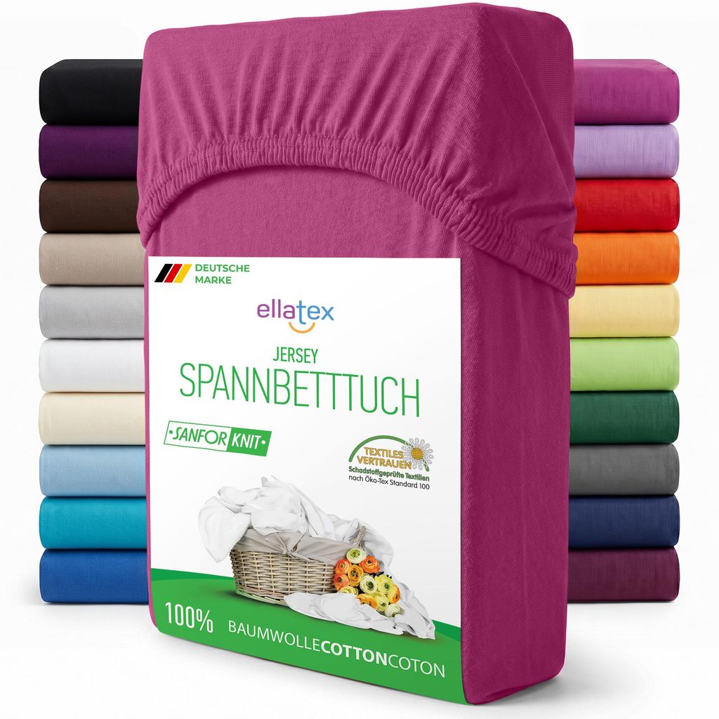 EllaTex Jersey Spannbettlaken 180x200–200x200 Baumwolle – Produktbild 