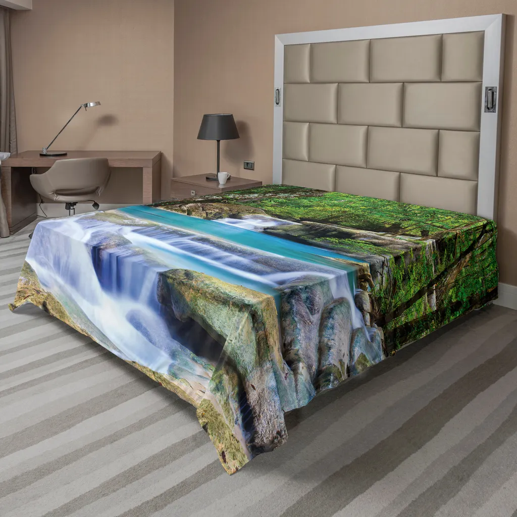 Drap de lit doux motif cascade asiatique, linge de lit relaxant et déco