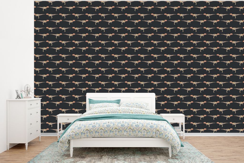 MuchoWow Fototapete für Wohnzimmer oder Schlafzimmer Wandtapete Vinyl Motivtapete Jungen - Muster - Dinosaurier - 375x280 cm - Schlafzimmer tapete