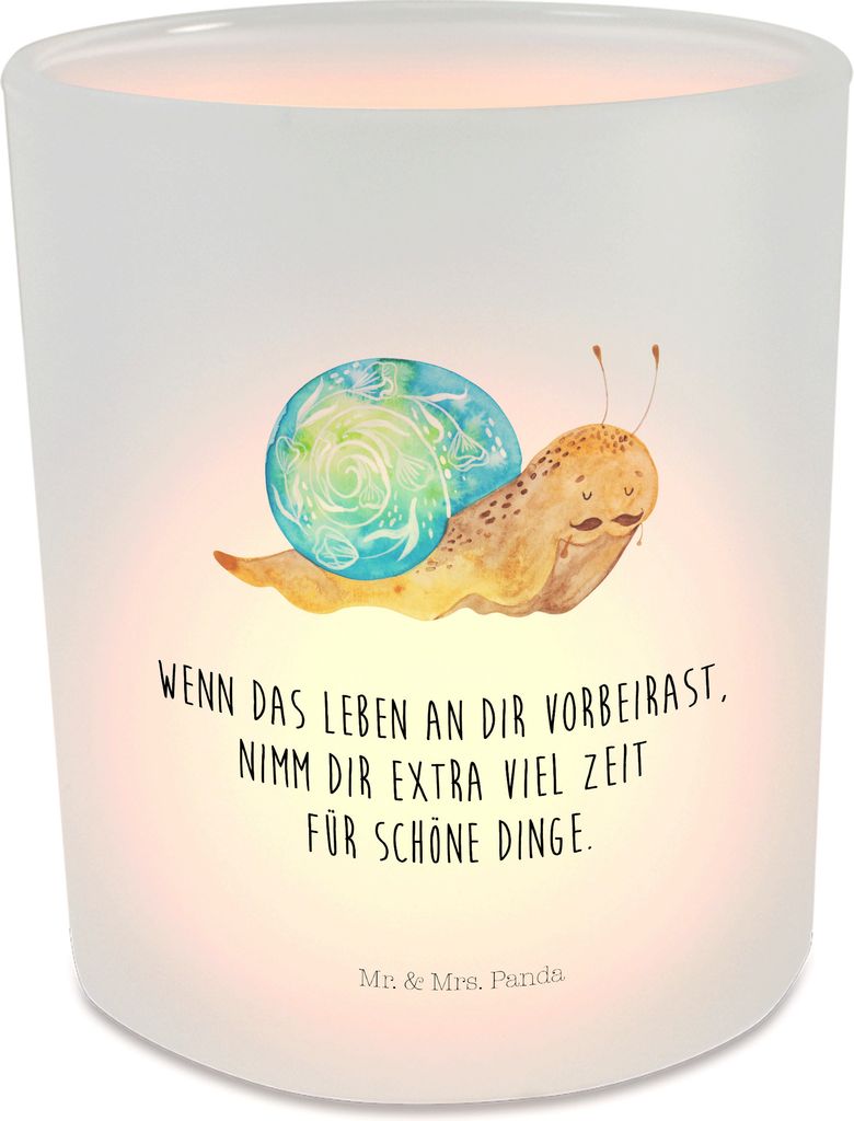 Mr. & Mrs. Panda Windlicht Glas Schnecke Sir - Transparent - Geschenk, Draußen, Motivation, Kerzenhalter, Teelichthalter, Lebenseinstellung, Leben...