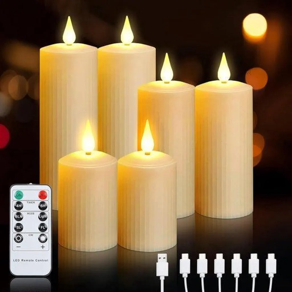 Bougies électriques LED étanches avec télécommande et minuterie - 6 pcs